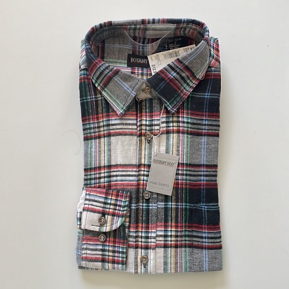 NWT Vintage Botany 500 Flannel Button Down Shirt Size L